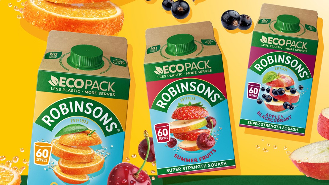 Ecopack with aluminium layer replaces plastic bottles at Robinsons  