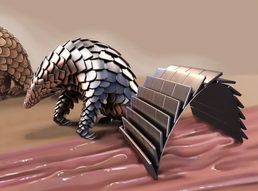 Pangolin-shaped medical robot with aluminium scales safely navigates human body
