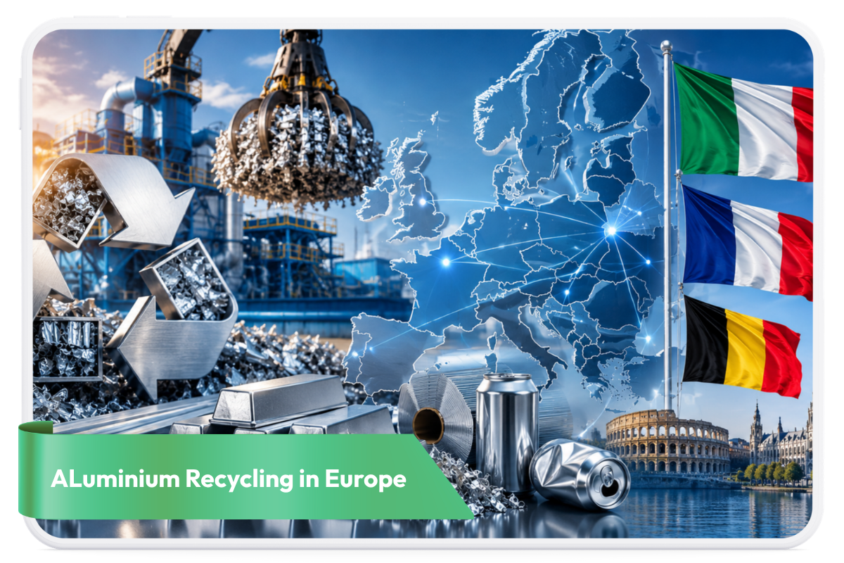 Secondary aluminium in Italy, France and Belgium: 65 Kt recycled, 490 Kt produced & over 1 Mt processed annually