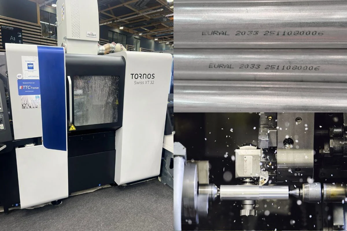 Precision turning: Tornos France focuses on machinability and chip management with Eural’s lead-free aluminium