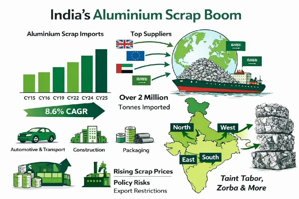 India’s aluminium scrap imports grow at 8.6% CAGR over a decade: what’s driving scrap use and what comes next as policies evolve