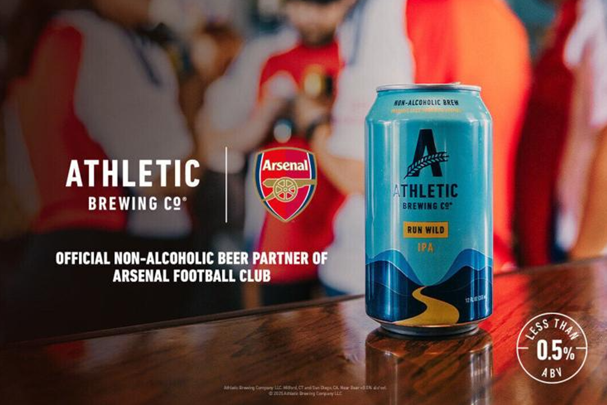 Arsenal & Athletic Brewing pops the top on sleek-trendy aluminium cans