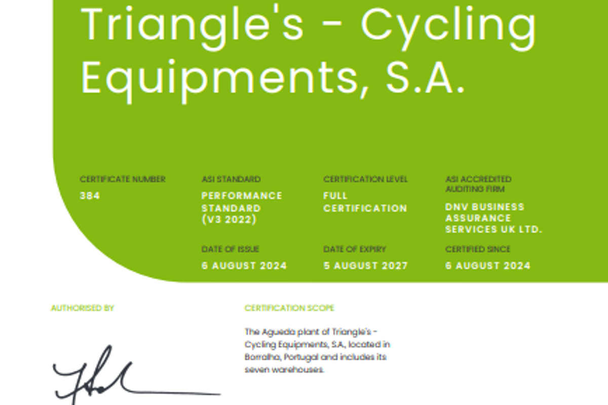 ASI accredits Triangle’s – Cycling Equipments with the Performance Standard V3 (2022) certification