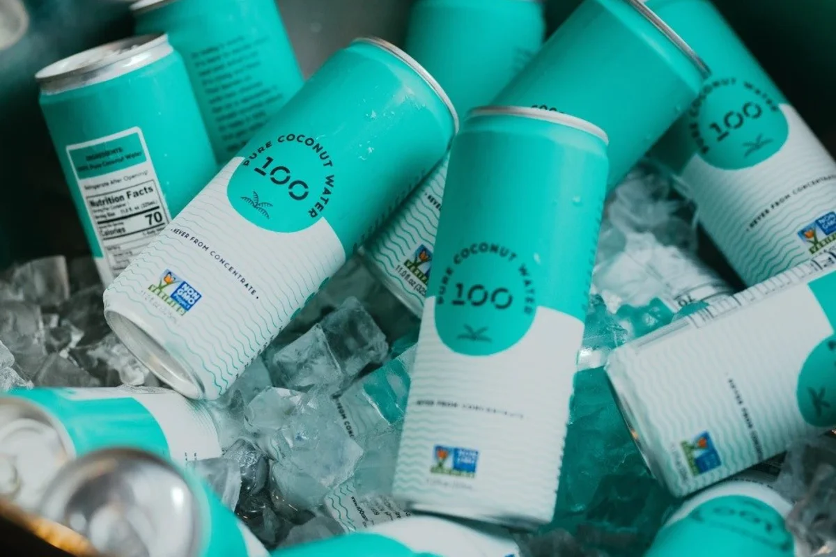100 Coconuts aluminium canned drinking water bags the Amazon’s Choice recognition award