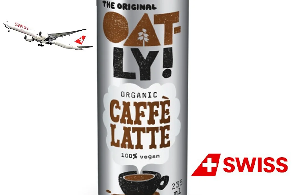 Swiss Air collaborates with Oatly to serve Caffè Latte in aluminium cans