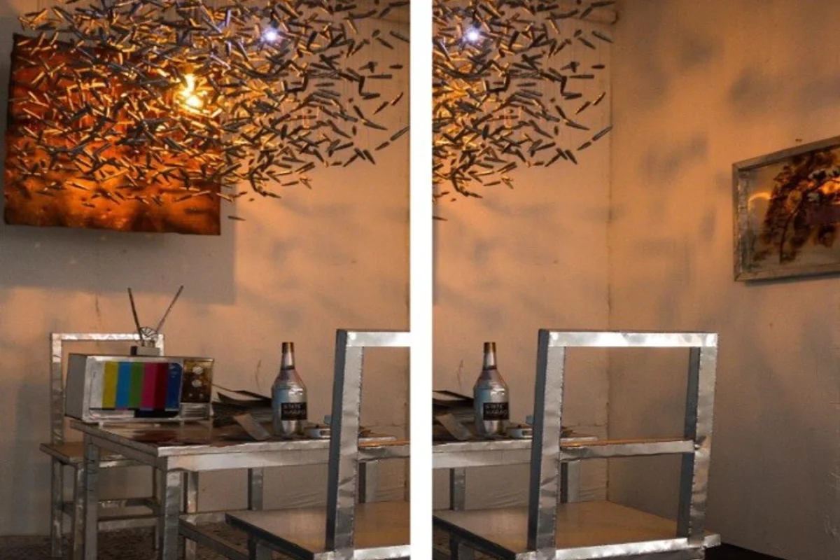 Ugandan sculptor Ronald Odur uses aluminium plates and copper wires as an instrument for his artwork