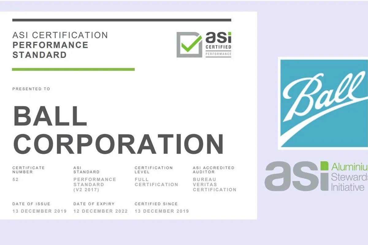 Ball Beverages USA receives ASI Performance Standard and Chain of Custody Certifications
