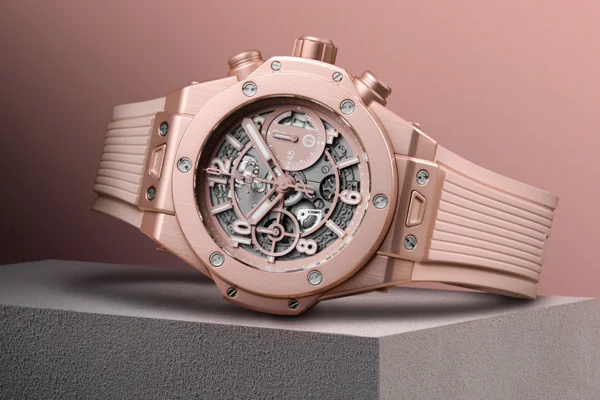 Hublot Big Bang Millennial Pink for Boys made from lightweight Aluminium takes-off
