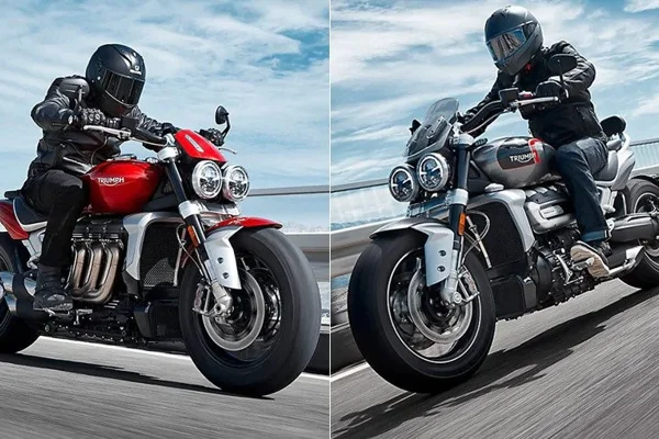 Triumph Rocket 3 with multi-spoke cast Aluminium wheels lands to blaze the South African roads