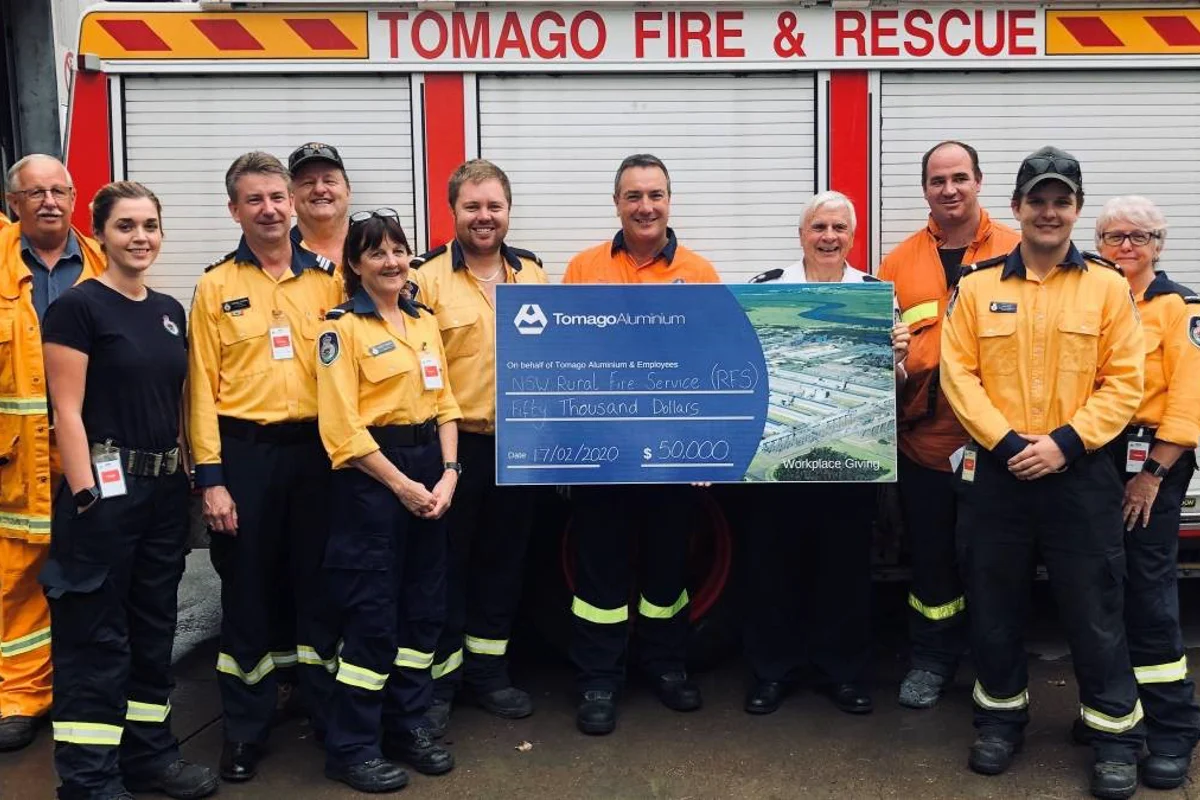 Australia’s largest Aluminium smelter Tomago Aluminium donates $50,000 to Rural Fire Service