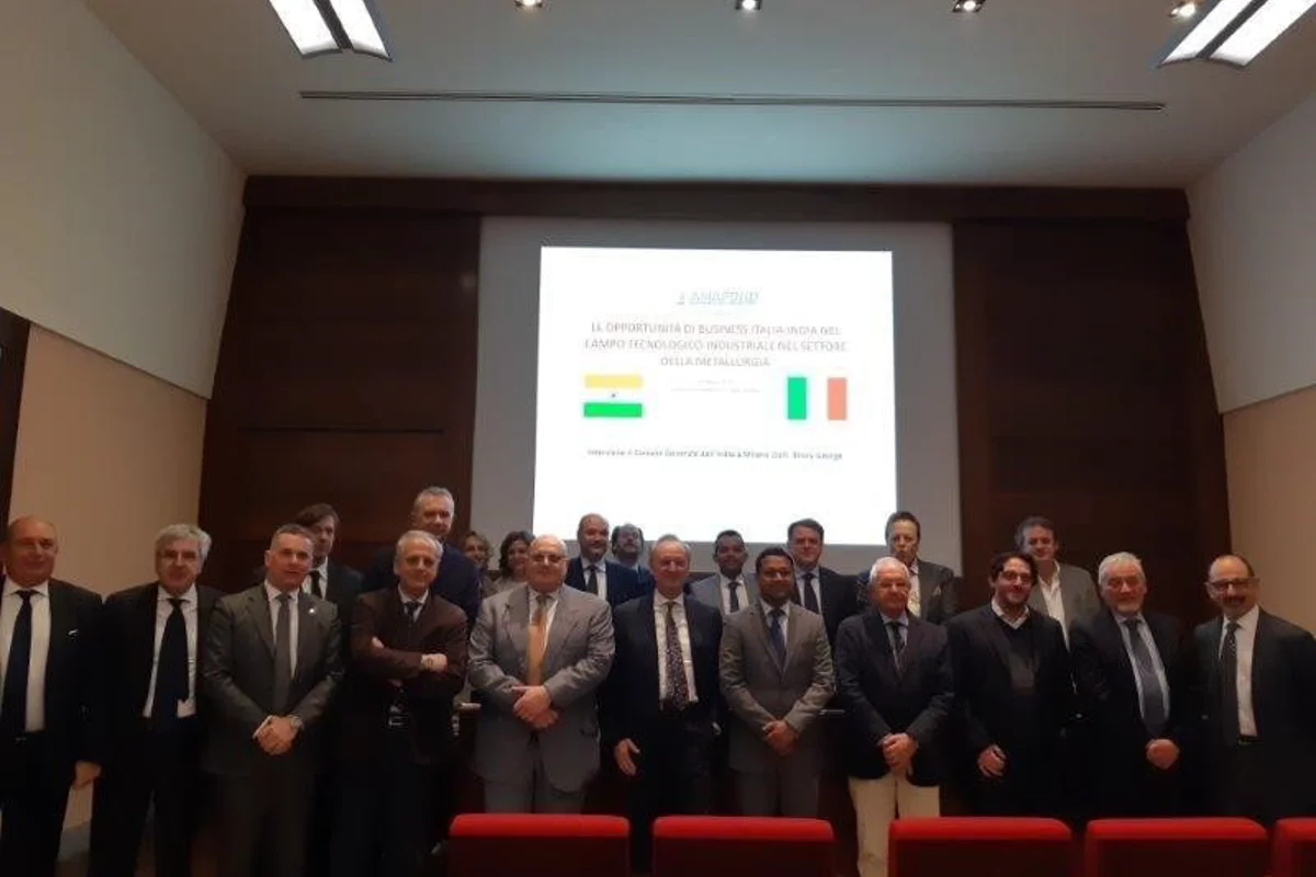 The Consul General of India in Milan Dr. Binoy George meets industry associations in Milan to present the Executive program The Aluminium Innovation Manager