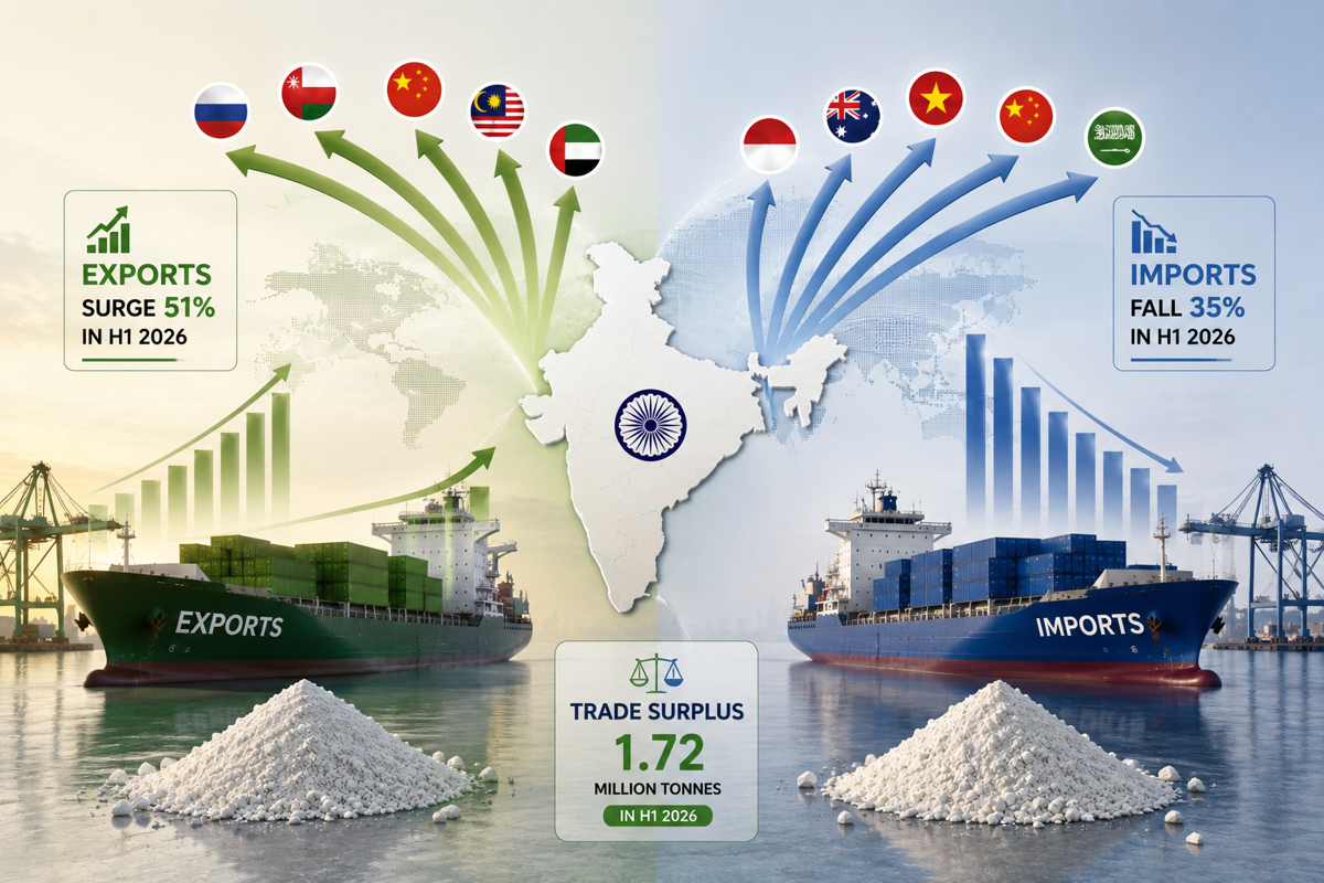 India’s alumina trade surplus nearly quadruples to 1.72 Mt in H1 2026 as exports hit 2.5 Mt