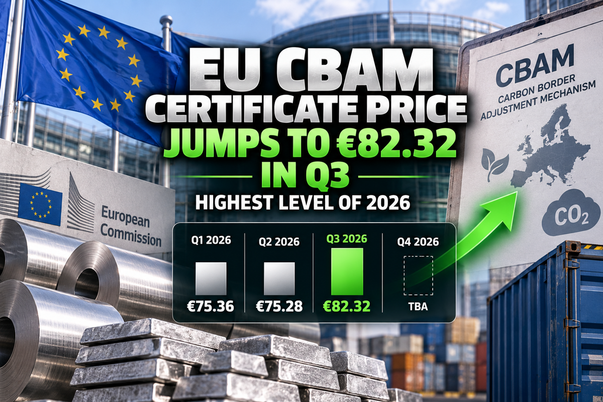 EU CBAM certificate price jumps to €82.32 in Q3, highest level of 2026