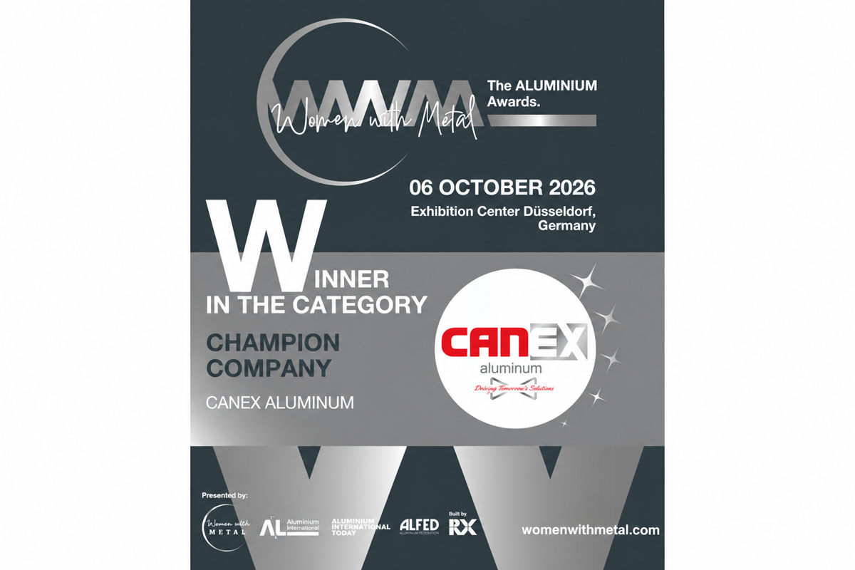 Official winner graphic, Women With Metal – The ALUMINIUM Awards 2026. Image: Women With Metal / RX