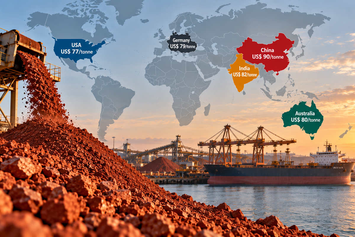 China tops bauxite price rankings at $90/t, with the US trailing at $77