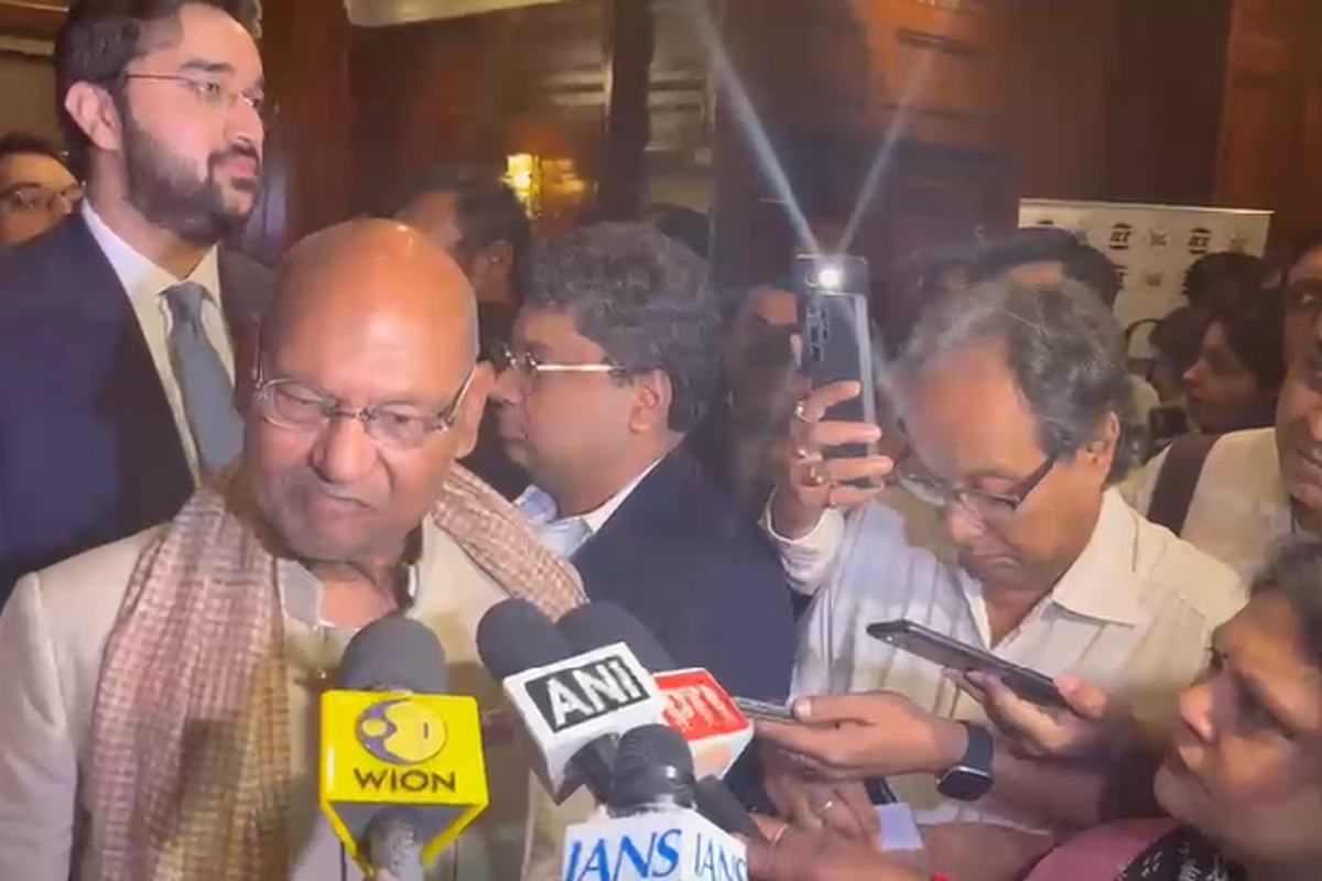 Anil Agarwal address the press